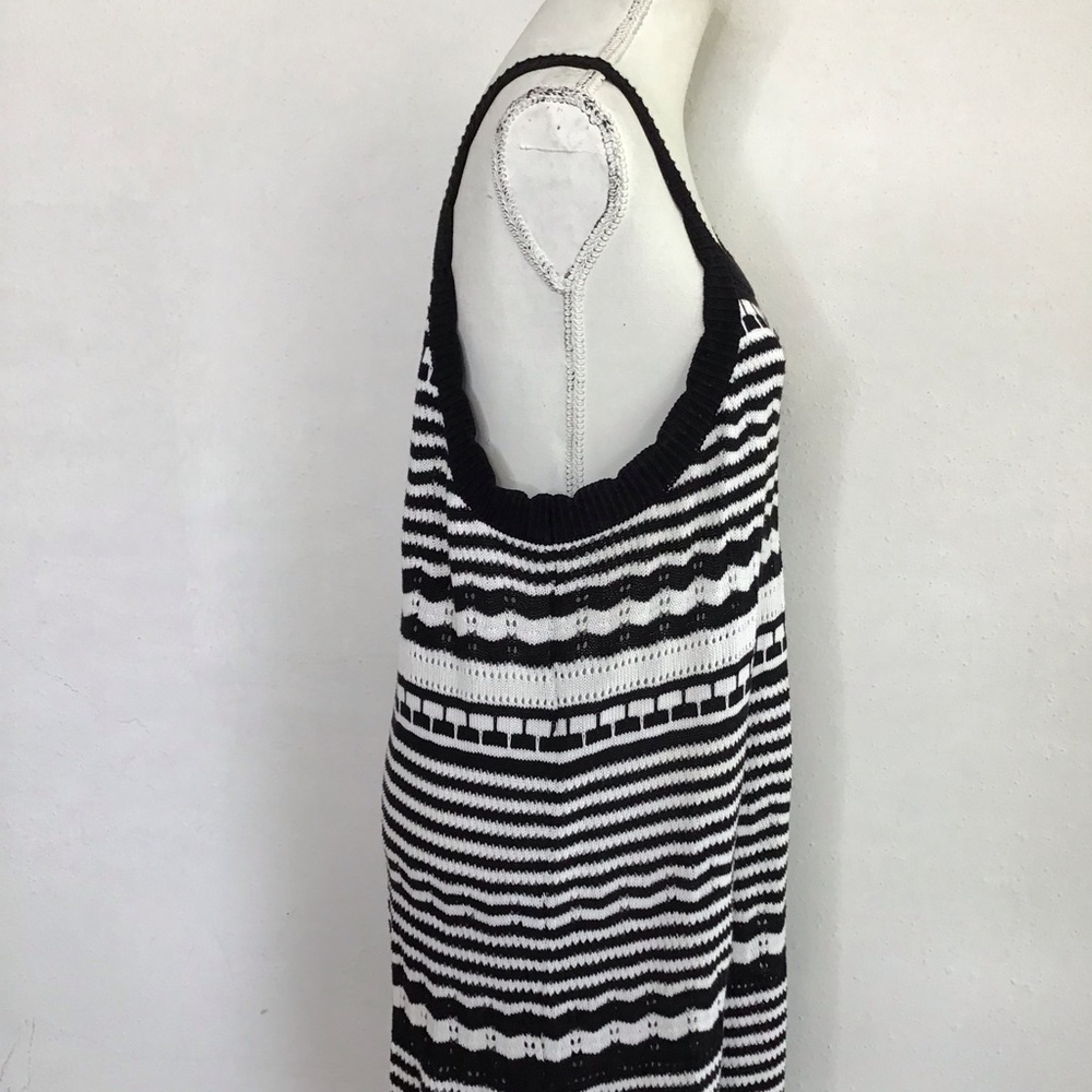 Joie Women Elegant Black White Monochrome Striped Knit Crochet Maxi Dress XL - Picture 8 of 11